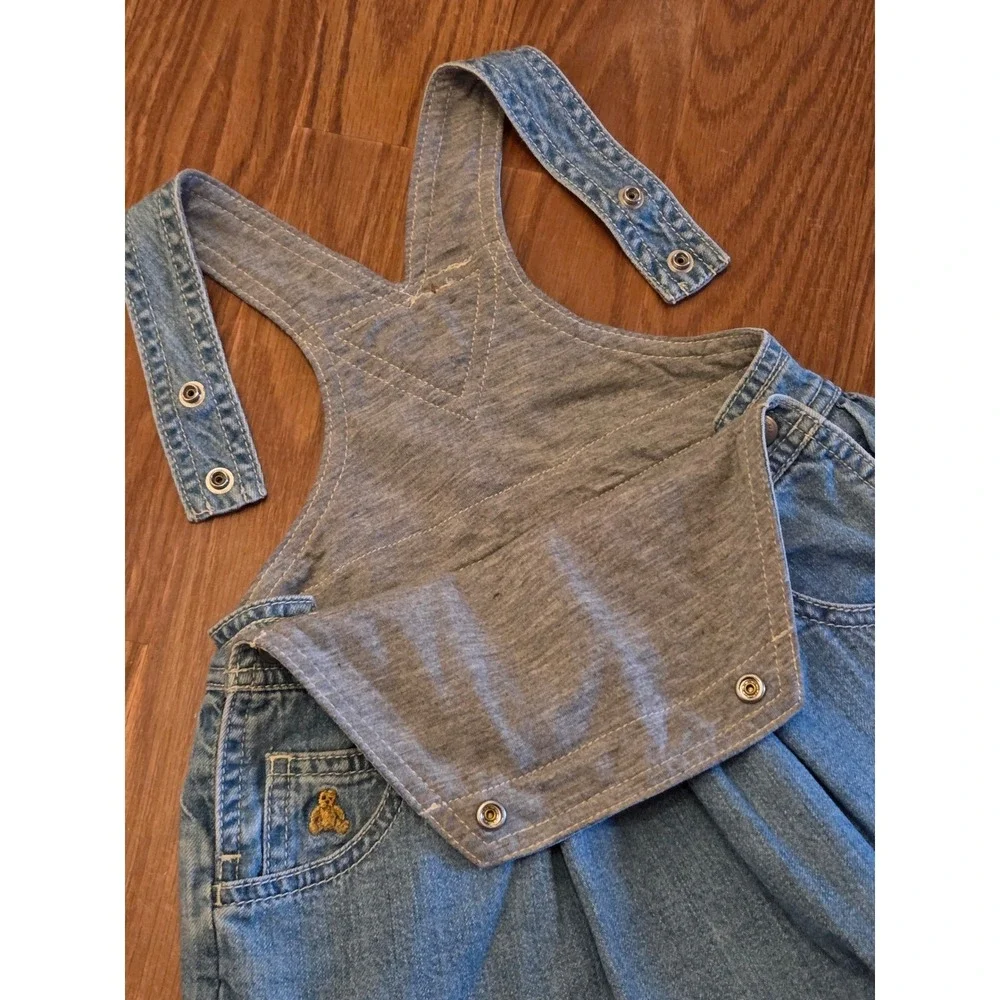 Baby GAP Denim Jumper Dress Blue Overall Skirt Jersey Lined 12-18 Months